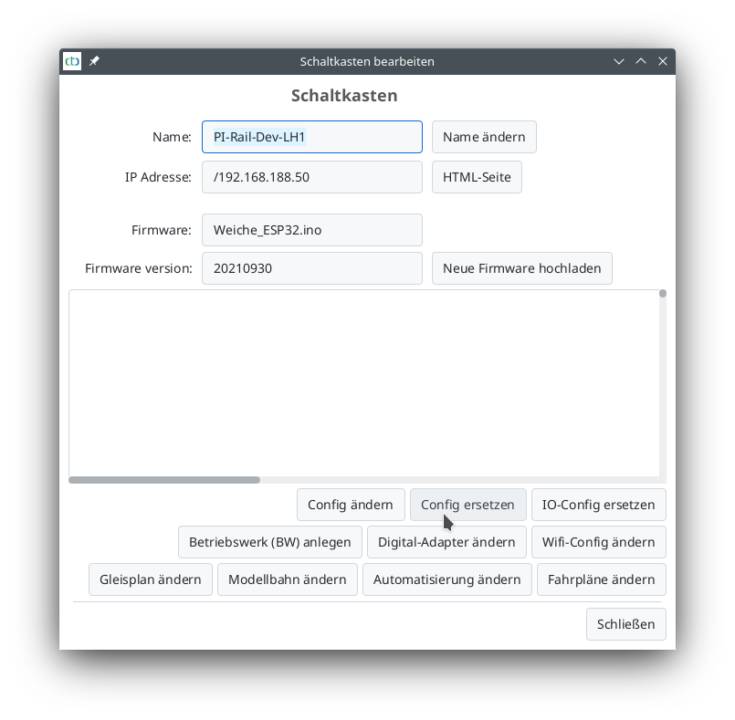 Config ersetzen Button