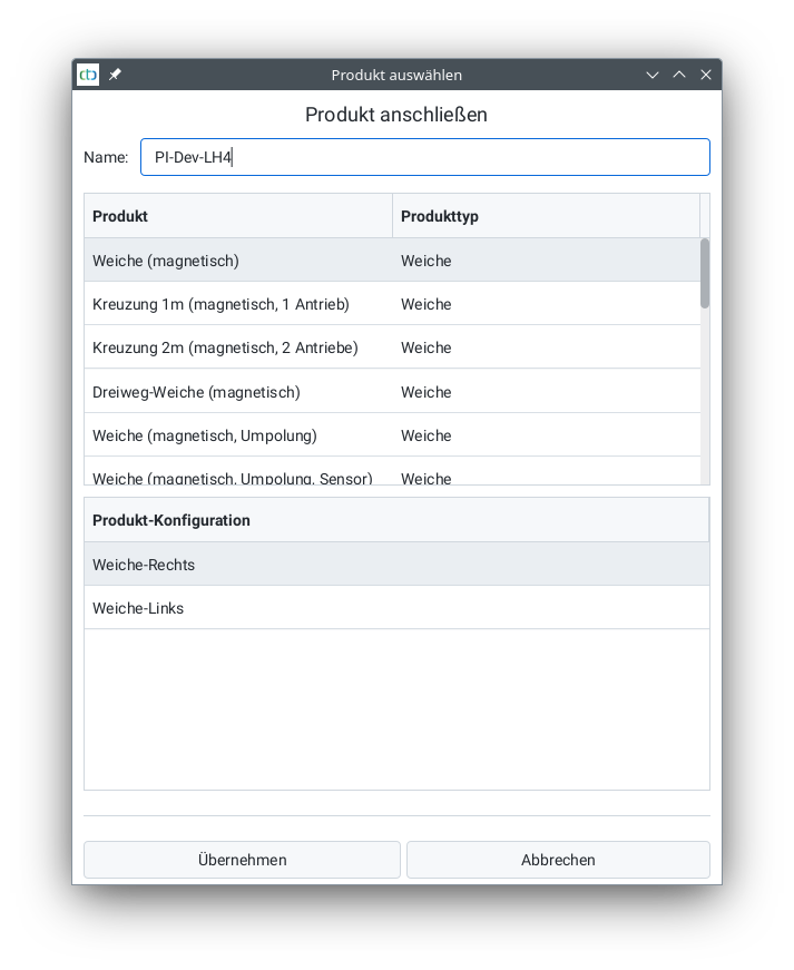 Auswahl eines Produkts