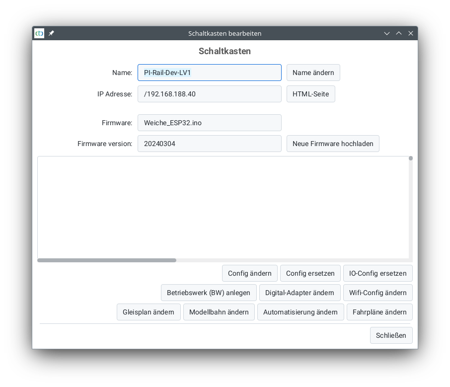 Schaltkasten bearbeiten