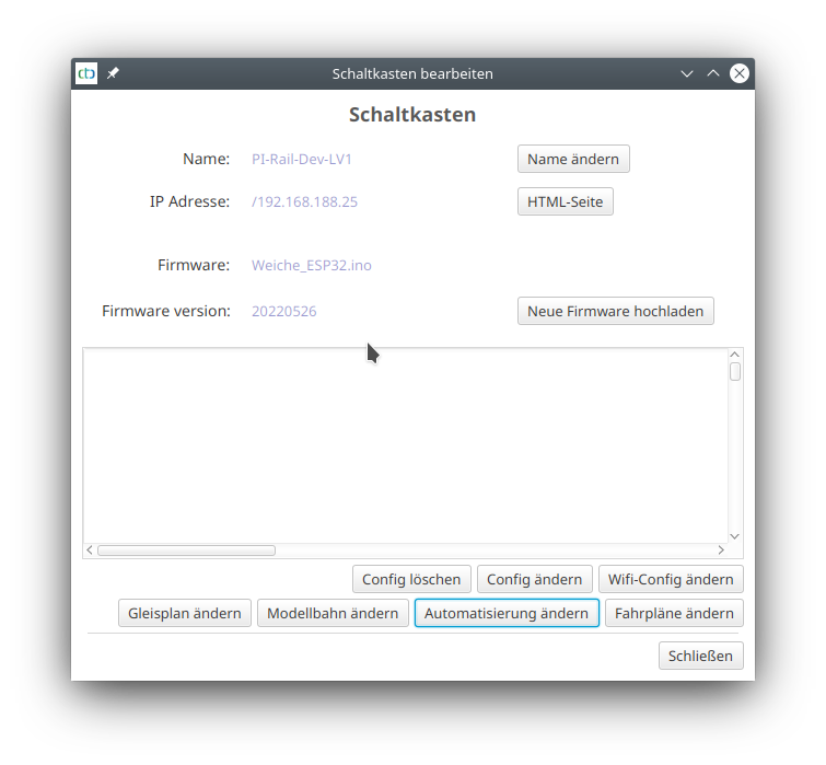Config-Dialog Button Automatisierung ändern