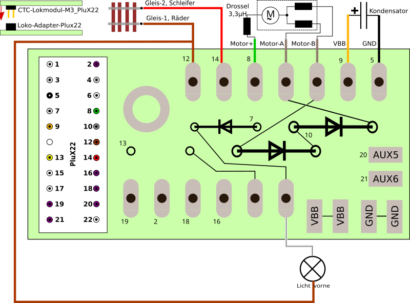 Schaltbild PluX22-Adapter