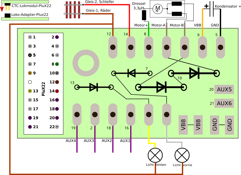 Schaltbild PluX22-Adapter