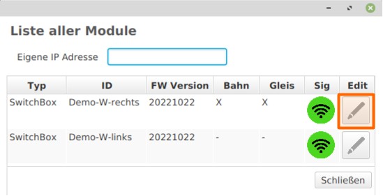 Settings - Configurator - List of all Modules