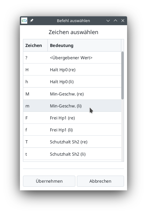 Trigger Choose Command 'm'