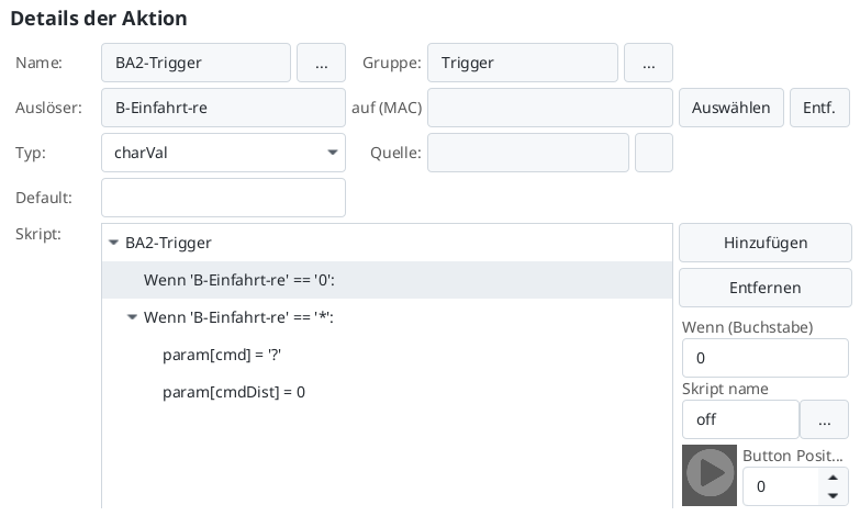 Trigger BA2 Auslöser B-Einfahrt-re