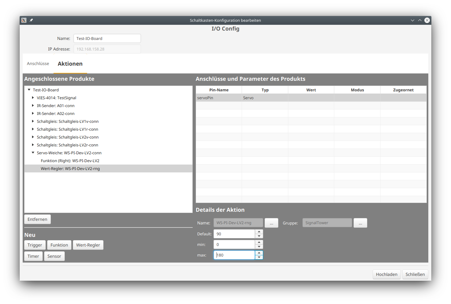 Configuring a Servo Value Controller