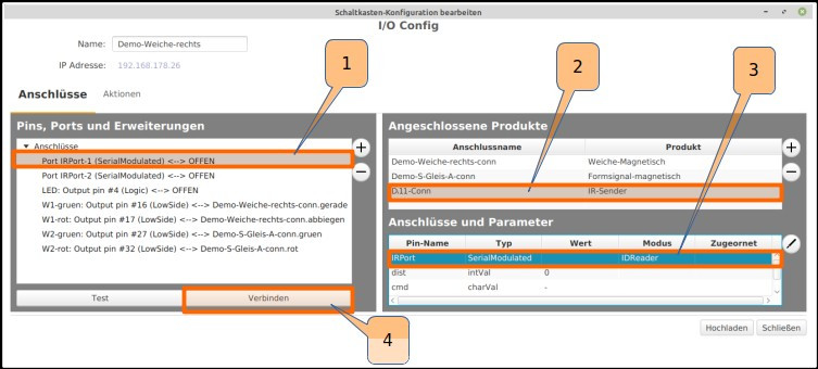 Configuration du module aiguillage Connexion Balise IR