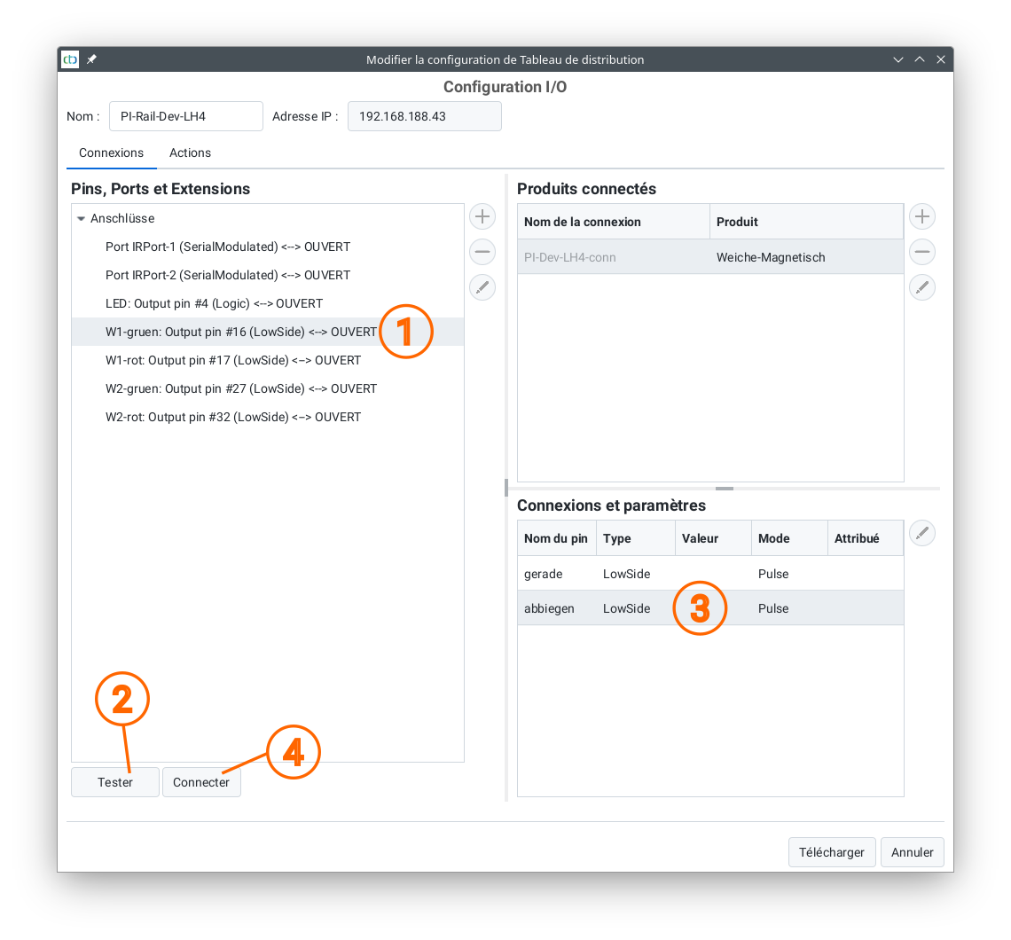 Connexion des pins d'un produit