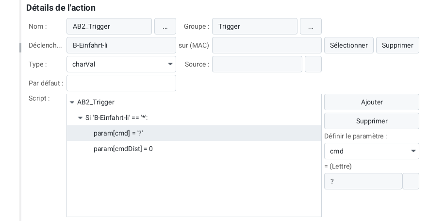 Config : Déclencheur