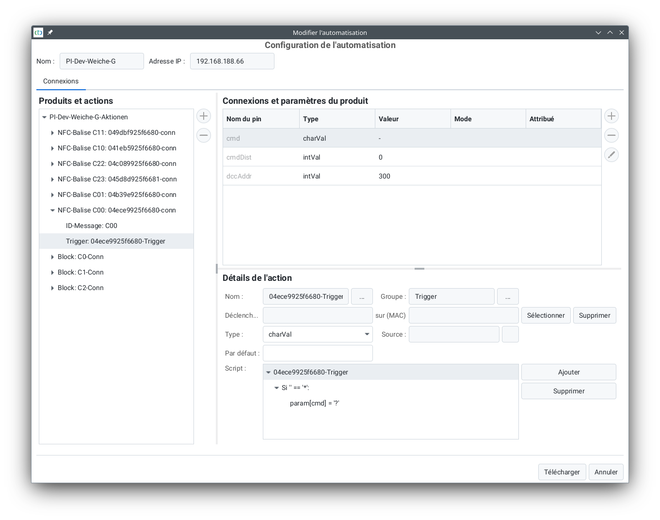 Déclencheur de balise NFC