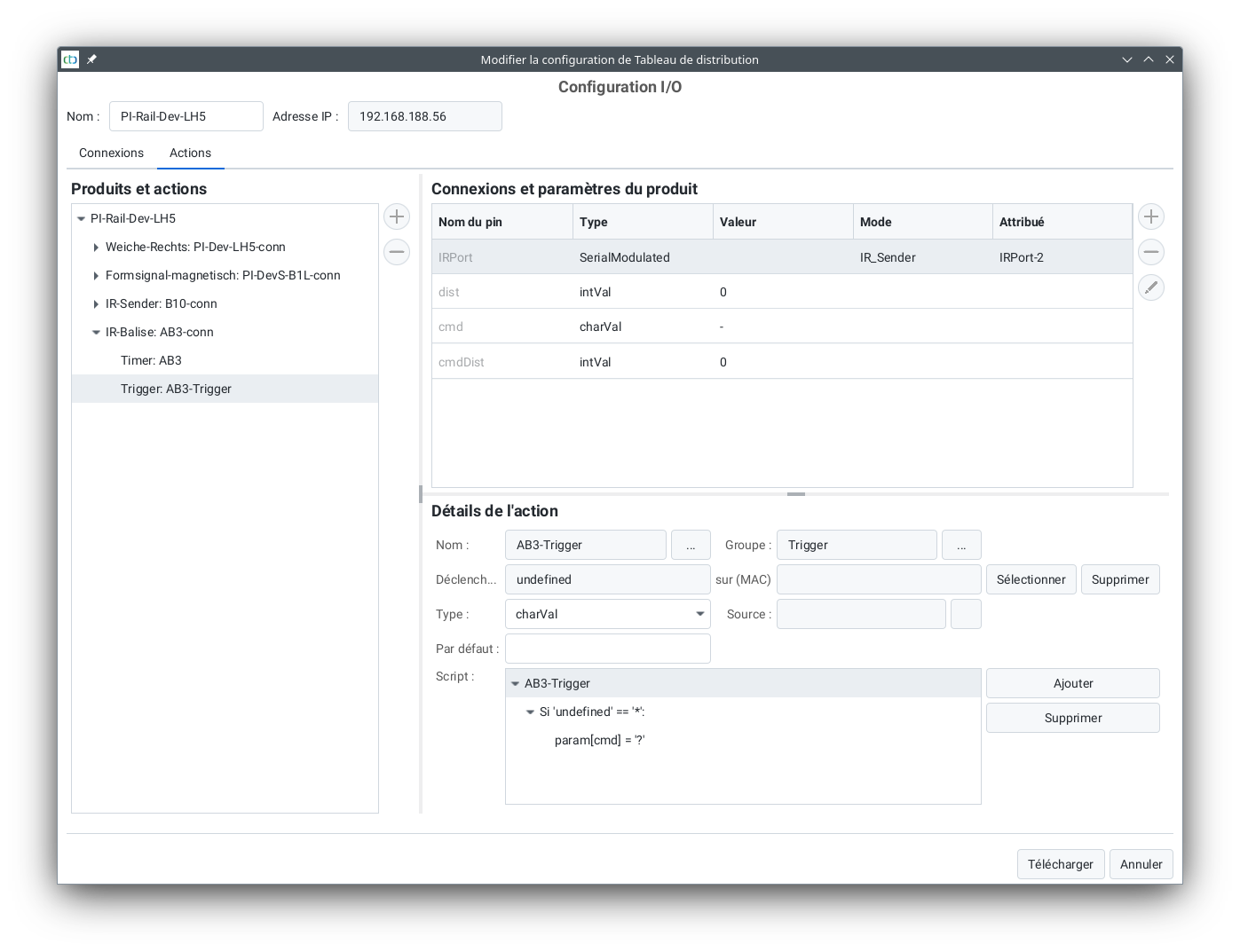 Modifier les actions