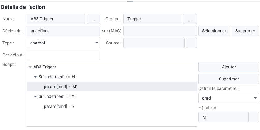 Modifier les actions